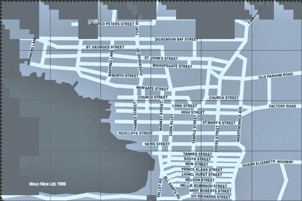 Map Of St.John's City Antigua